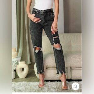 Distressed Black Women's Jeans